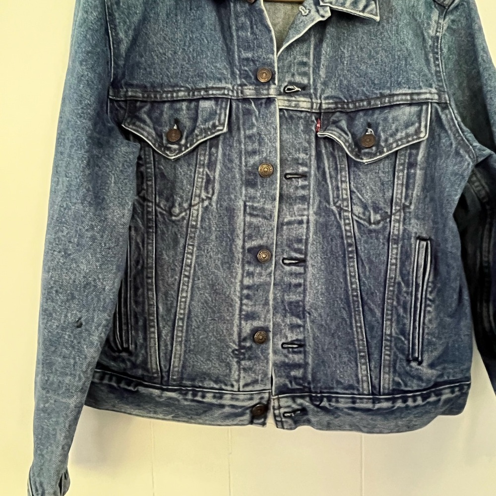 Levis Mens 42R Denim Trucker Jacket 506-0214 Distressed Grunge Punk Rock 80s USA - Picture 3 of 11